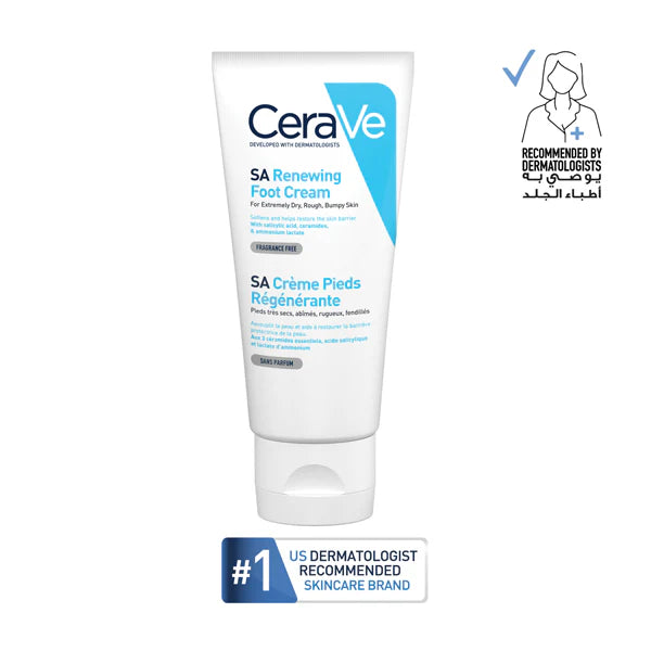 Cerave SA Renewing Foot Cream for Dry, Rough, and Cracked feet with Hyaluronic Acid 88Ml